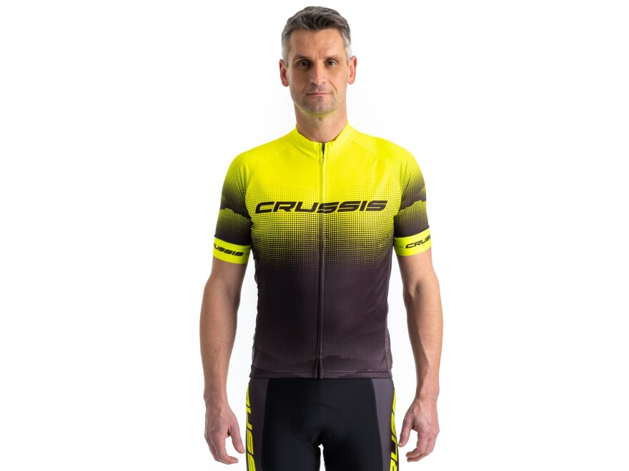 Cyklistický dres CRUSSIS, krátky rukáv, čierna / žltá