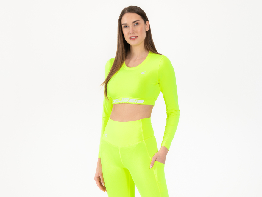 Dmsky Crop Top dlh rukv NEON YELLOW