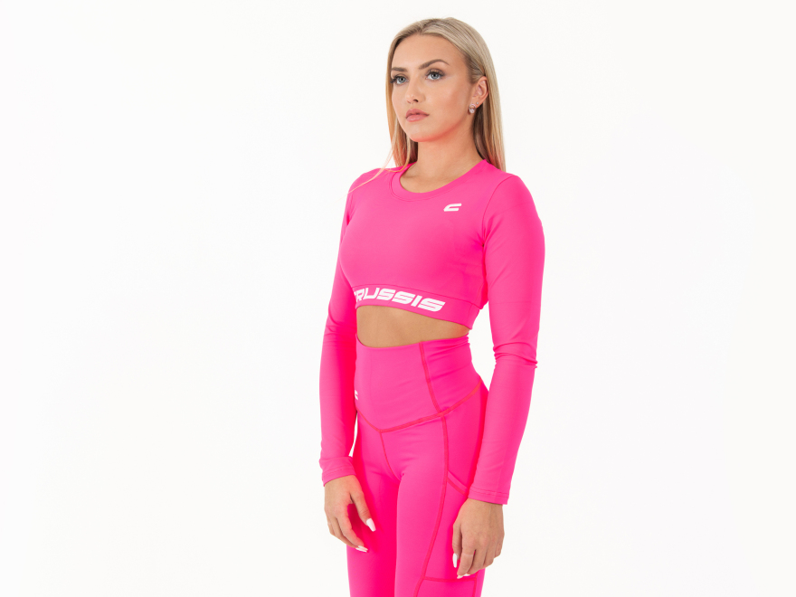 Dmsky Crop Top dlh rukv NEON PINK