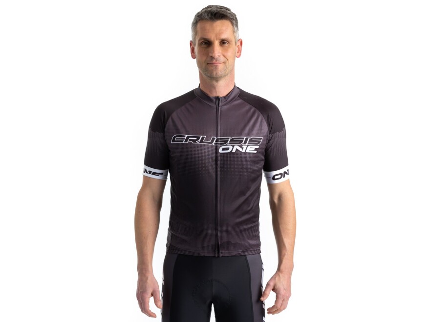 Cyklistický dres CRUSSIS - ONE, krátky rukáv, čierna / biela