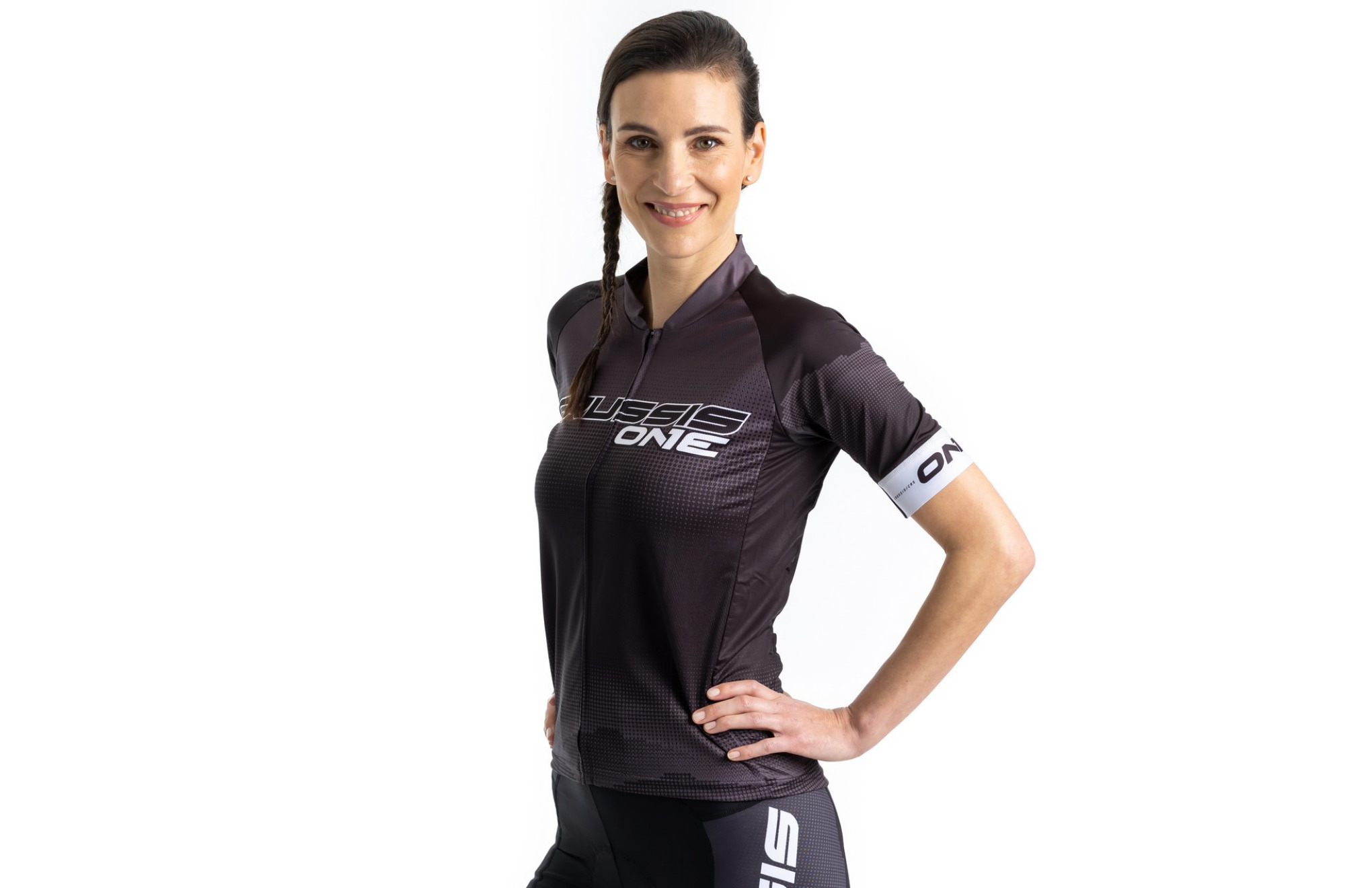 Dámský cyklistický dres CRUSSIS - ONE, krátký rukáv, černá/bílá